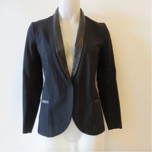 Elaine Kim Leather Trim Black Blazer, XS